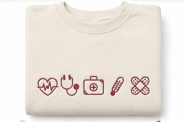 Nurse Essentials Embroidered Icons Crewneck