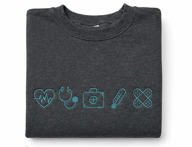 Nurse Essentials Embroidered Icons Crewneck