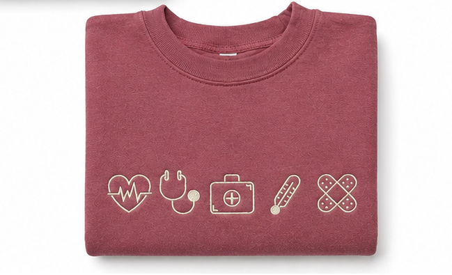 Nurse Essentials Embroidered Icons Crewneck
