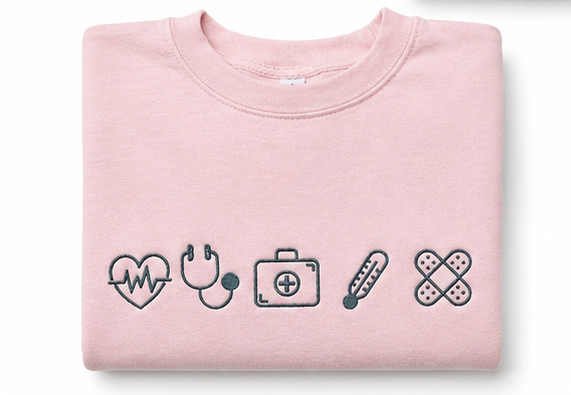 Nurse Essentials Embroidered Icons Crewneck