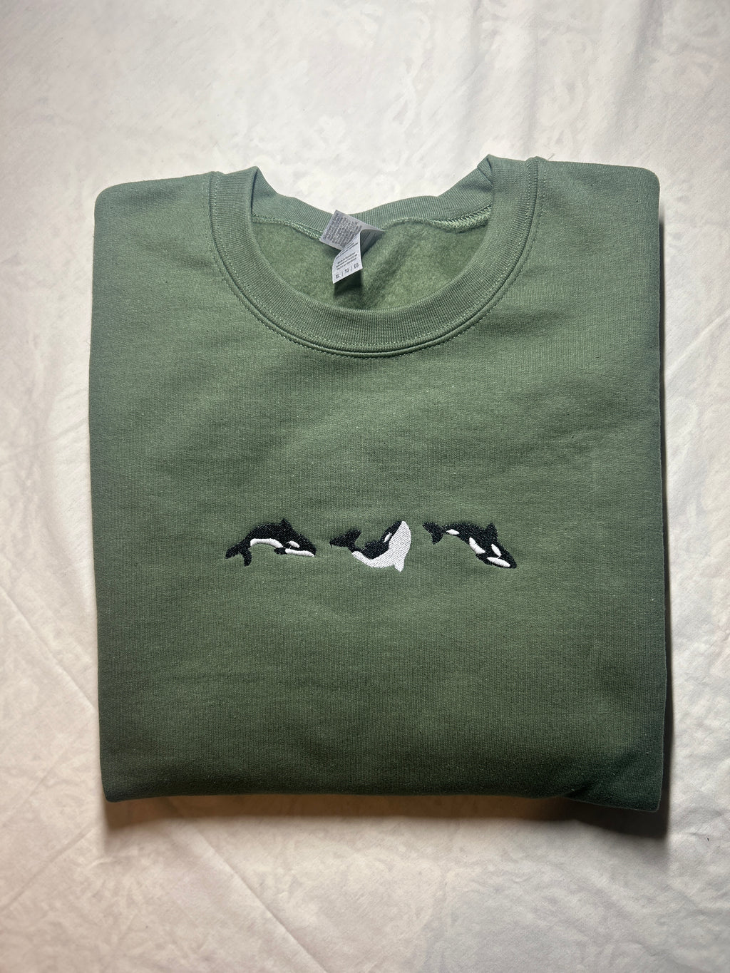 Orca Trio Swimming - Embroidered Crewneck
