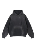 Vintage Washed Frayed Fleece Hoodie