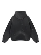 Vintage Washed Frayed Fleece Hoodie