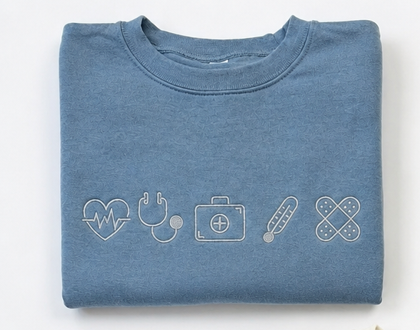 Nurse Essentials Embroidered Icons Crewneck